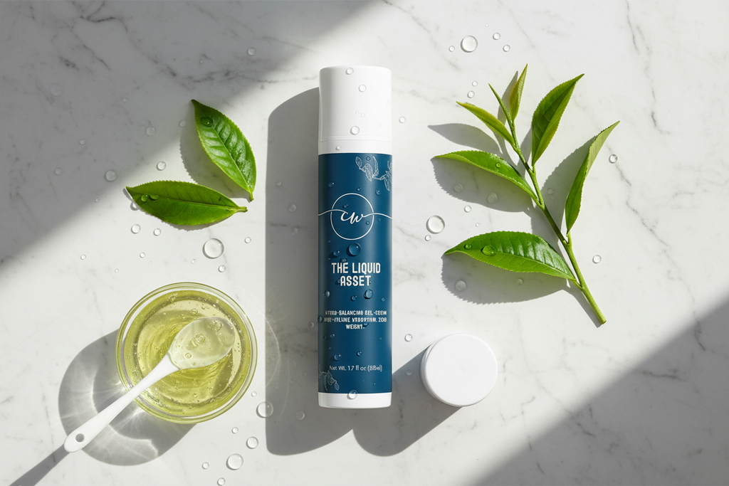 Flatlay with green tea elements